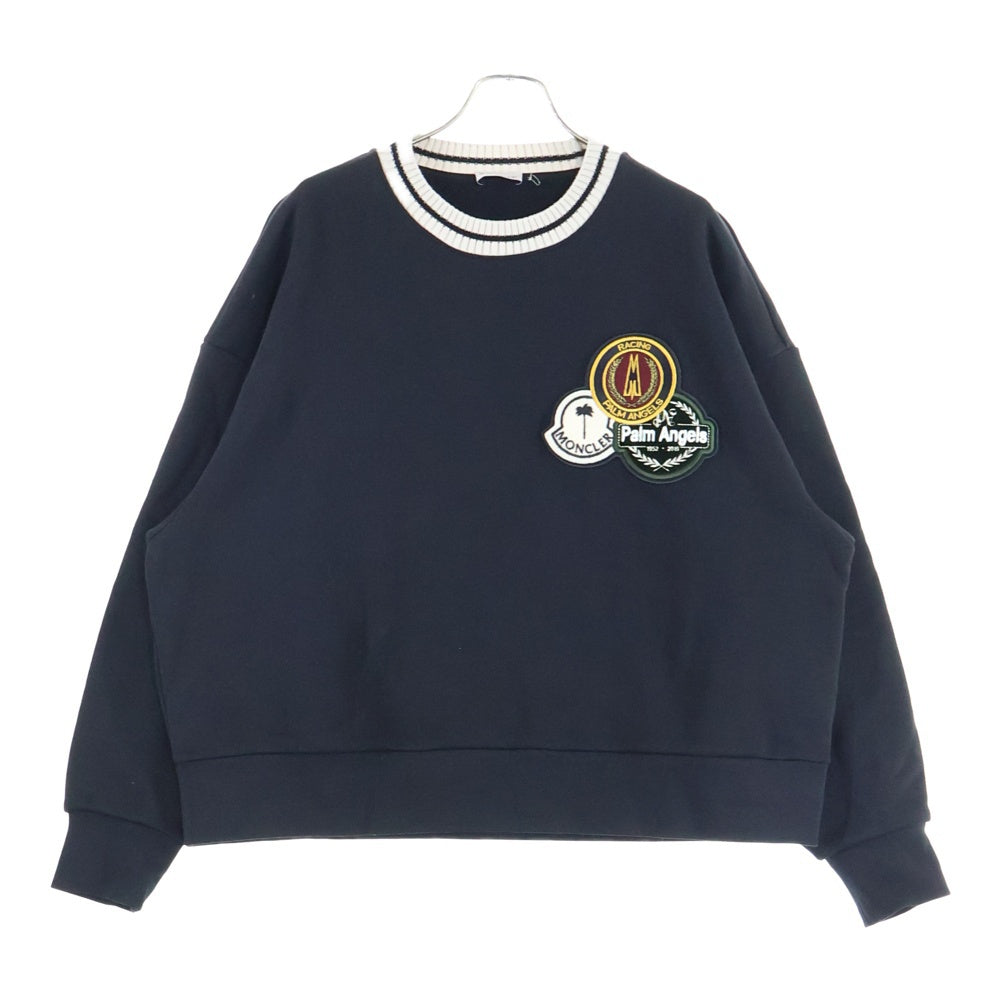 MONCLER(モンクレール) ×Palm Angels J209L8G00002 899V4 ×パームエンジェルス アップリケフロント刺繍スウェット トレーナー ブラック