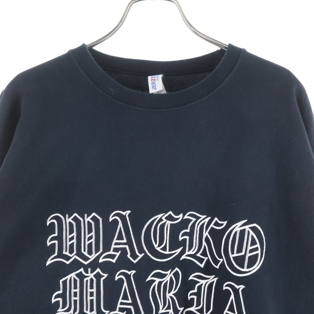 WACKO MARIA(ワコマリア) CREW NECK SWEAT SHIRT 刺繍入りヘビーウェイトクルーネックスウェット トレーナー ブラック