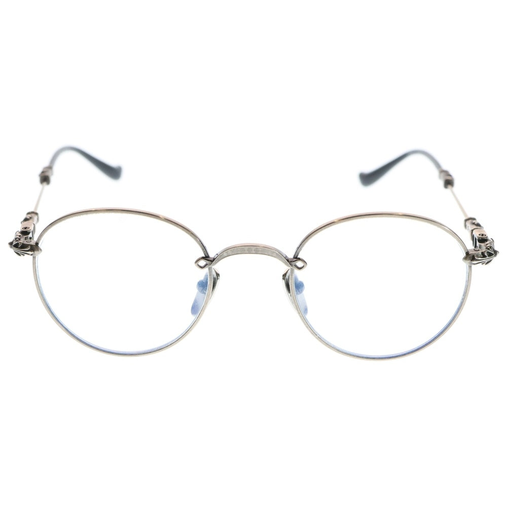 CHROME HEARTS(クロムハーツ) 49□22-145 BUBBA-A クロステンプルメタルフレームラウンド眼鏡 シルバー