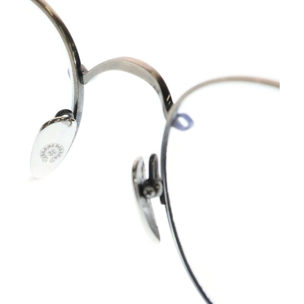 CHROME HEARTS(クロムハーツ) 49□22-145 BUBBA-A クロステンプルメタルフレームラウンド眼鏡 シルバー