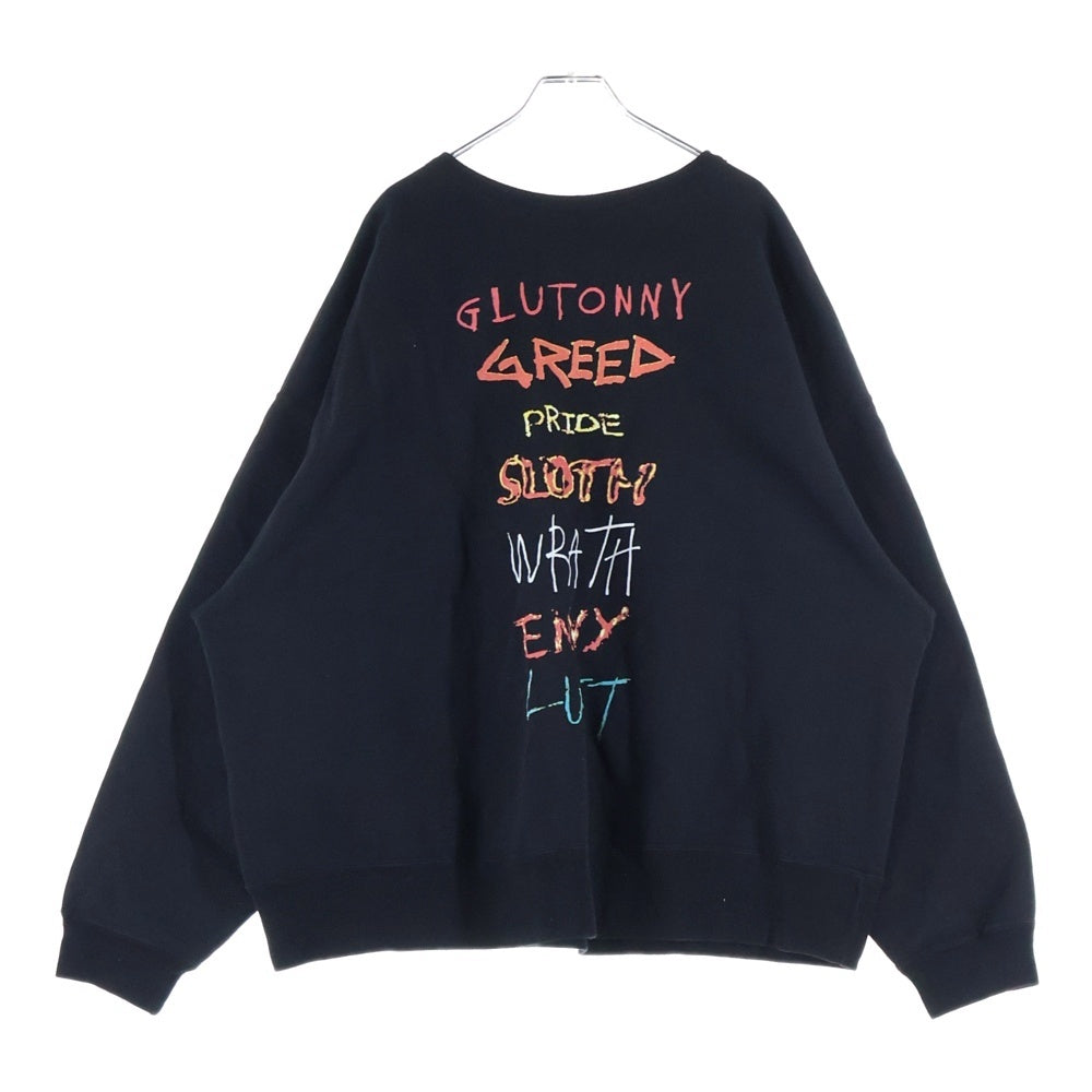 SAINT MICHAEL(セントマイケル) 25SS 7 DEADLY CRW NECK SWT SM-HR8-0000-044 セブンデッドリー クルーネック スウェットシャツ ブラック