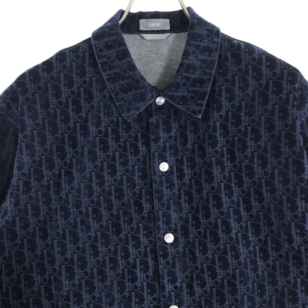 DIOR(ディオール) 23SS OBLIQUE OVER SHIRT オブリーク トロッター 長袖オーバー シャツ コットンブレンド ツイル デニムジャケット ネイビー 033D490M321X