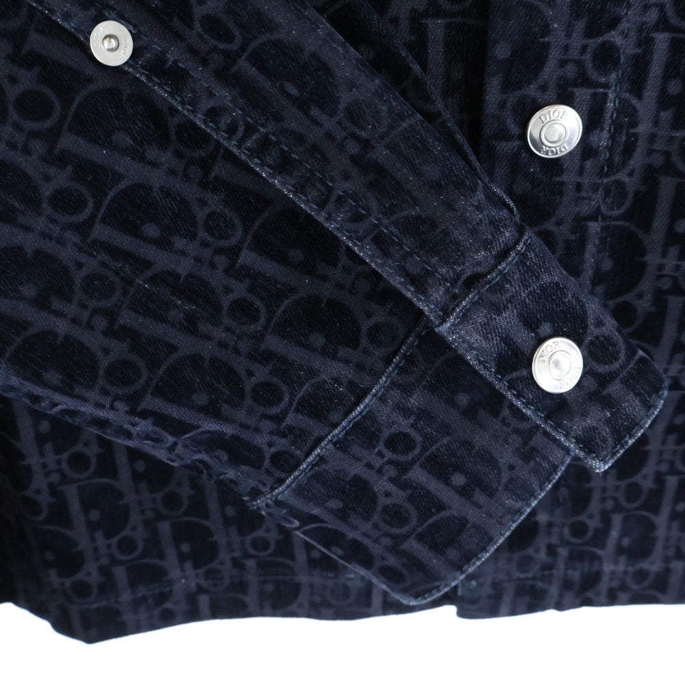 DIOR(ディオール) 23SS OBLIQUE OVER SHIRT オブリーク トロッター 長袖オーバー シャツ コットンブレンド ツイル デニムジャケット ネイビー 033D490M321X