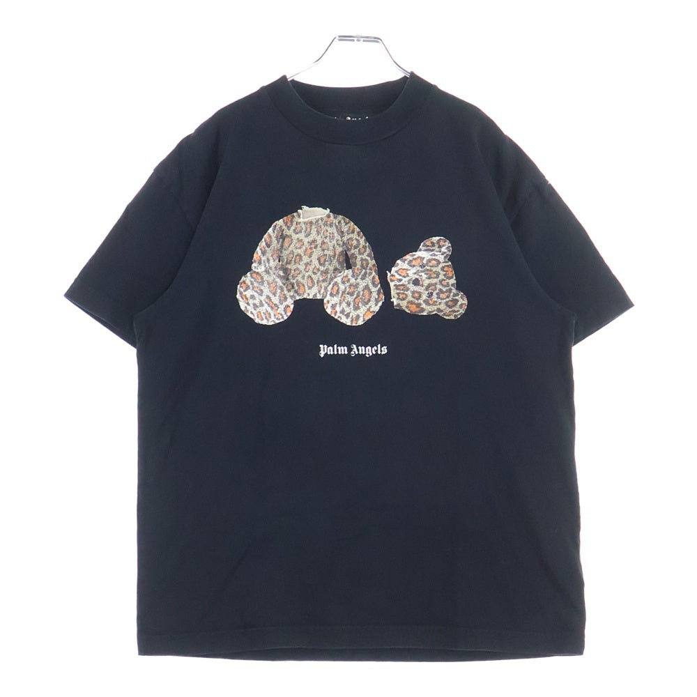 Palm Angels(パームエンジェルス) 22SS PA LEOPARD BEAR CLASSIC T-SHIRT レオパードベアプリントTシャツ 半袖カットソー PMAA001S22JER018 ブラック