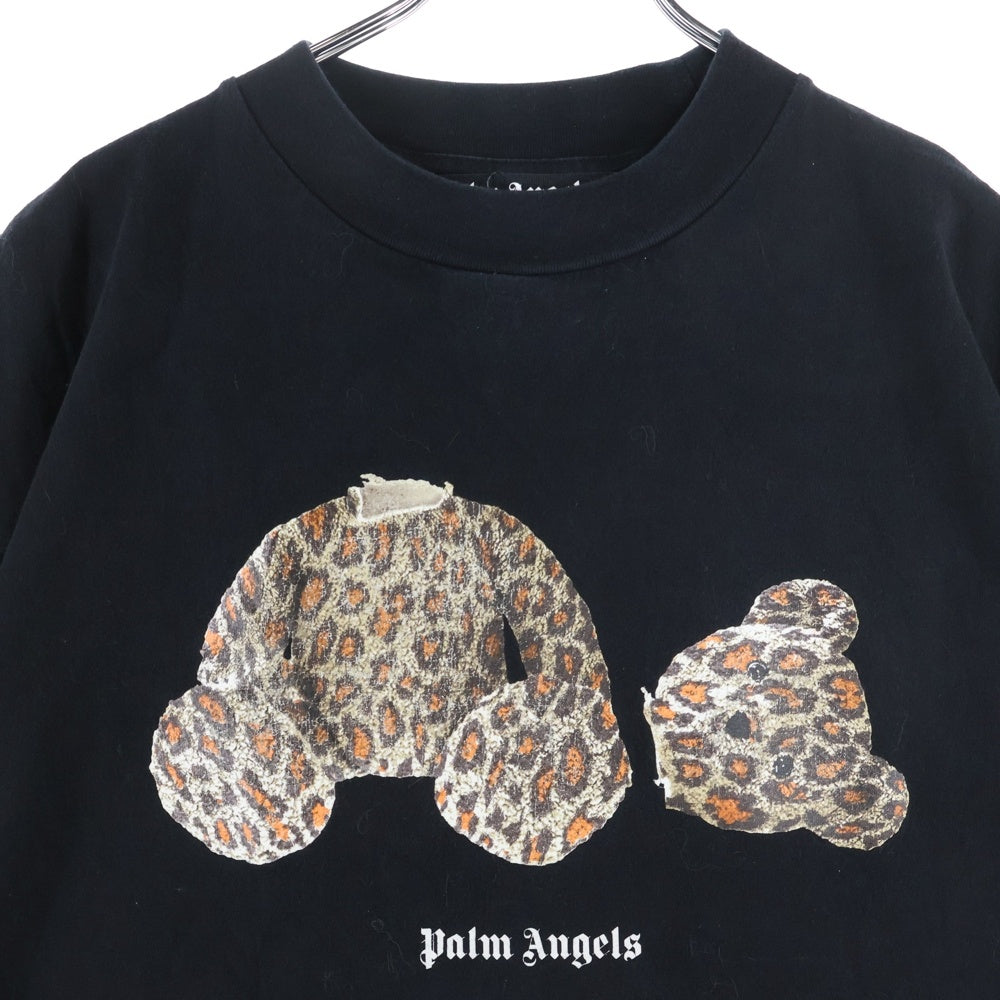 Palm Angels(パームエンジェルス) 22SS PA LEOPARD BEAR CLASSIC T-SHIRT レオパードベアプリントTシャツ 半袖カットソー PMAA001S22JER018 ブラック