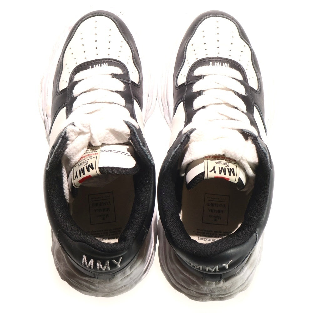 MIHARA YASUHIRO(ミハラヤスヒロ) WAYNE Sole Washed Leather Low-Top Sneaker A08FW706 ウェイン ローカットスニーカー ホワイト/ブラック