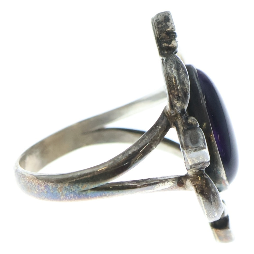 INDIAN JEWELRY(インディアンジュエリー) NAVAJO ナバホ Running Bear ランニングベアー作 カラストーンシルバーリング 指輪 パープル/シルバー
