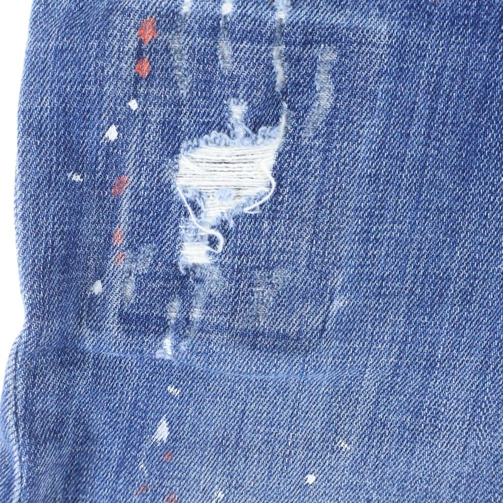 DSQUARED2(ディースクエアード) タイディバイカー イエローボタン ダメージ加工 スキニーデニムパンツ インディゴ S74LB0382 S30342