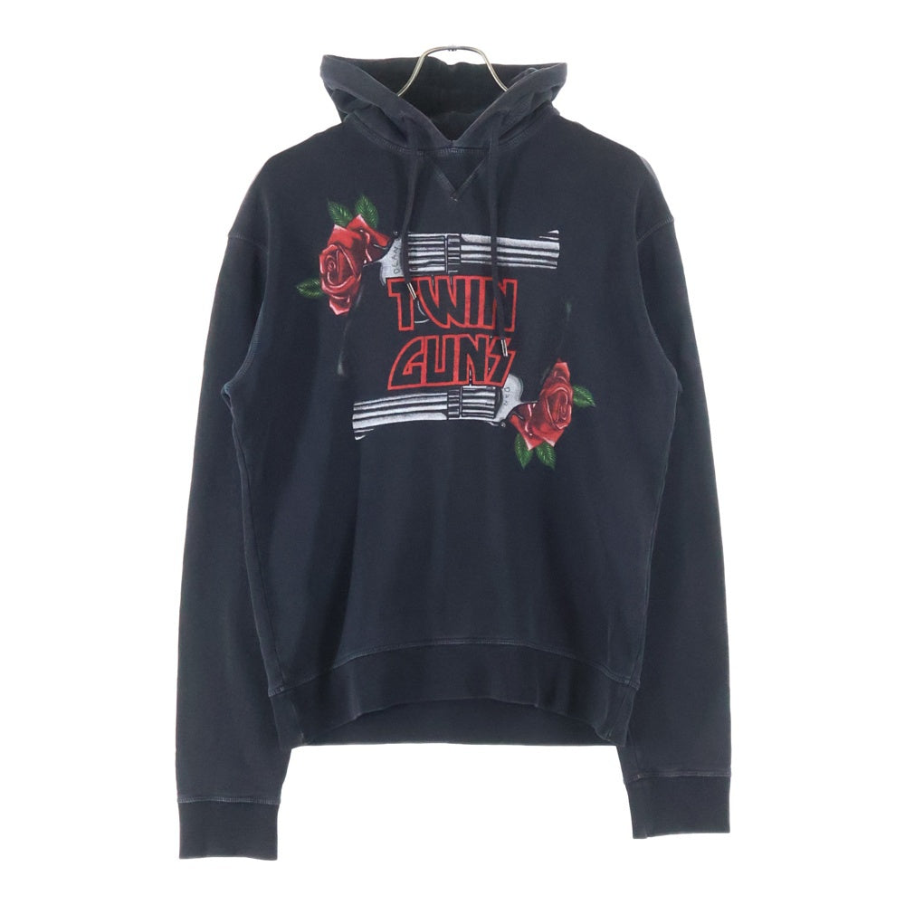 DSQUARED2(ディースクエアード) TWIN GUNS FOODIE フロントロゴ プリント プルオーバーパーカー ブラック S74GU0269 S25030