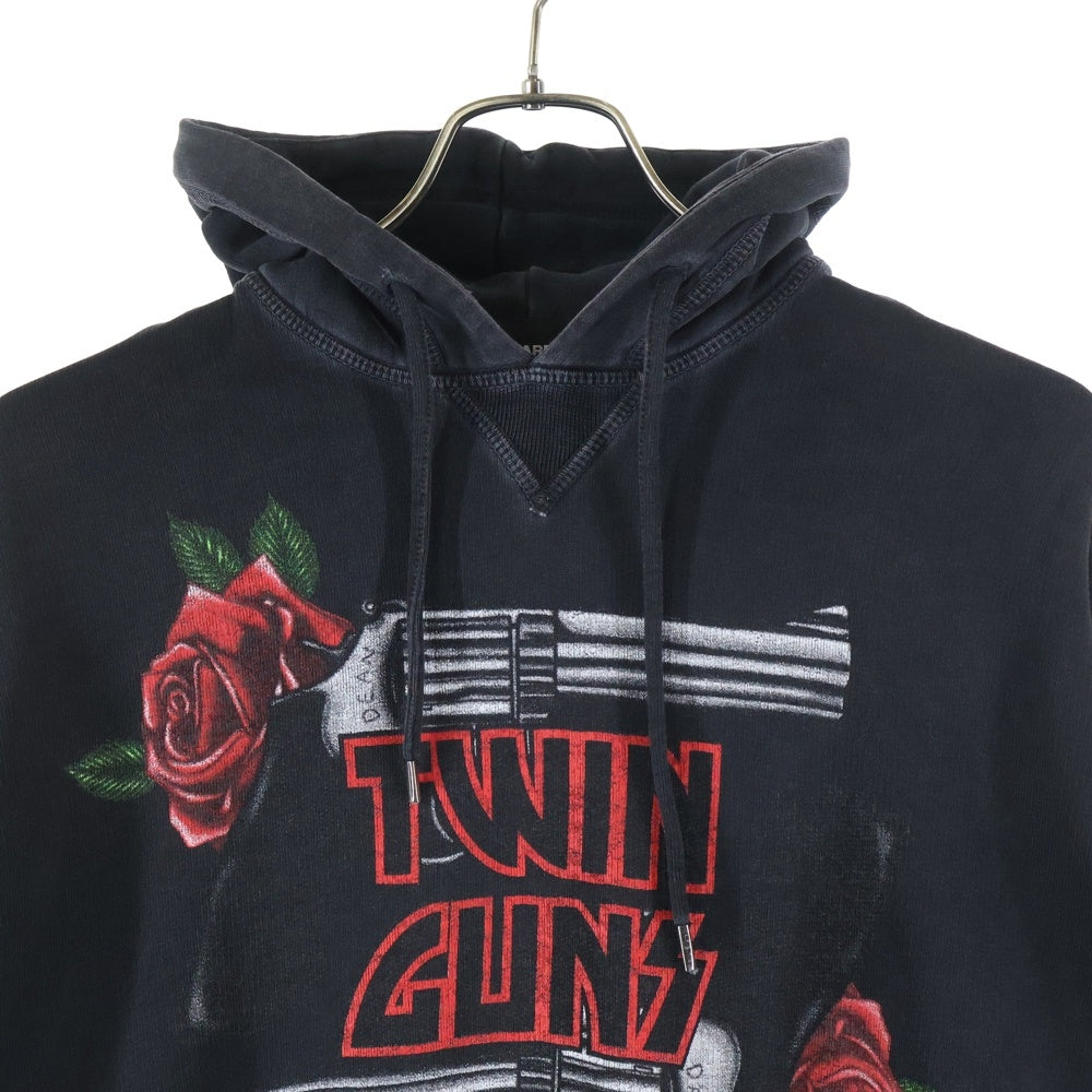 DSQUARED2(ディースクエアード) TWIN GUNS FOODIE フロントロゴ プリント プルオーバーパーカー ブラック S74GU0269 S25030