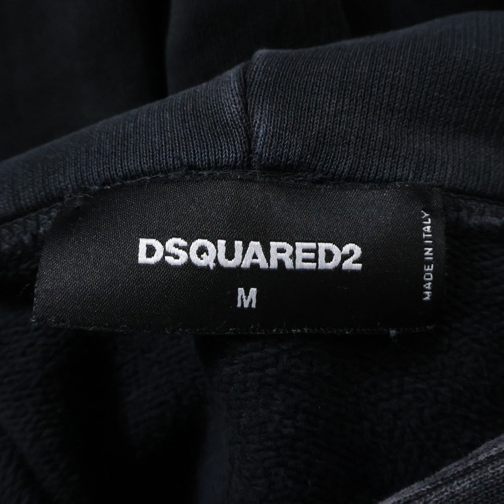 DSQUARED2(ディースクエアード) TWIN GUNS FOODIE フロントロゴ プリント プルオーバーパーカー ブラック S74GU0269 S25030