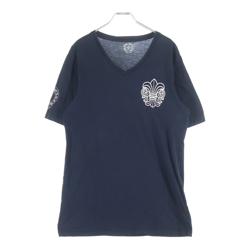 CHROME HEARTS(クロムハーツ) BSフレア 袖ホースシュープリント Vネック半袖Tシャツ ブラック