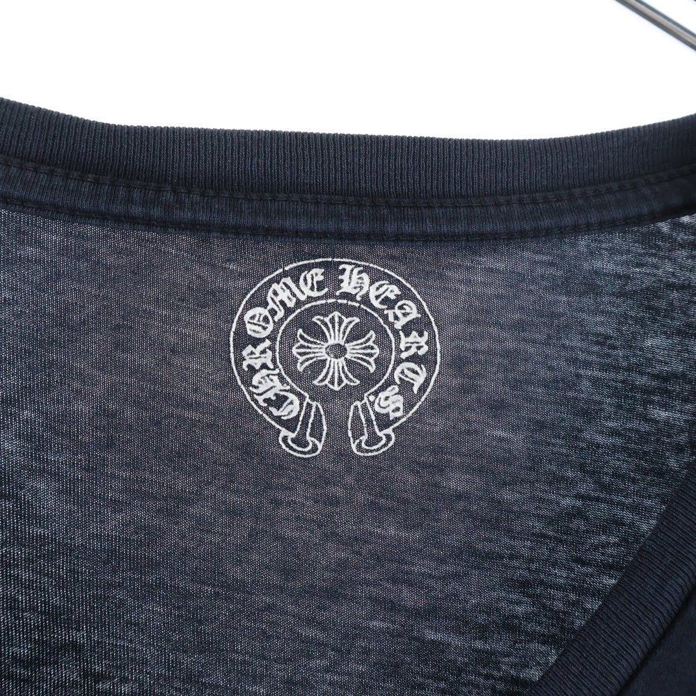 CHROME HEARTS(クロムハーツ) BSフレア 袖ホースシュープリント Vネック半袖Tシャツ ブラック