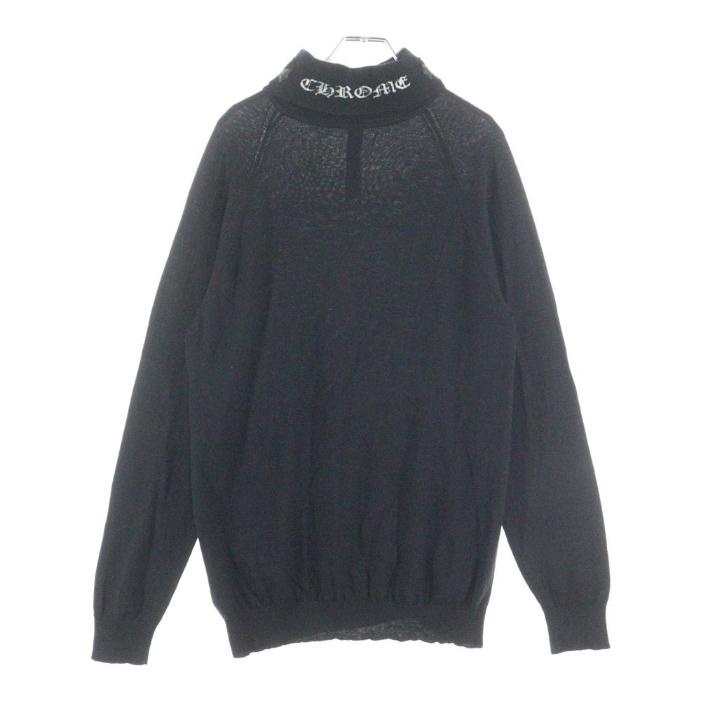 CHROME HEARTS(クロムハーツ) Y NOT ワイノット クロスパッチ付き カシミヤ タートルネックロゴ ニットセーター ブラック
