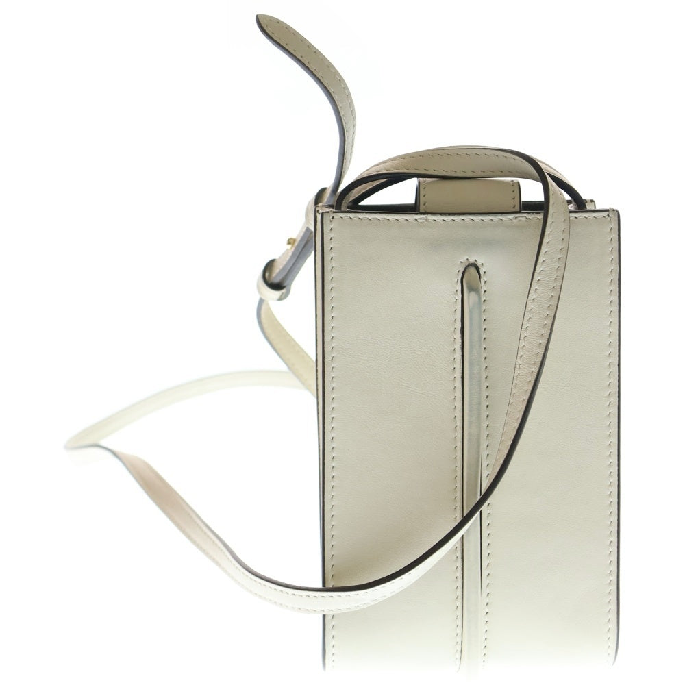 FENDI(フェンディ) ロゴ フォンポーチ ケース レザーショルダーバッグ 7AS192 ホワイト レディース