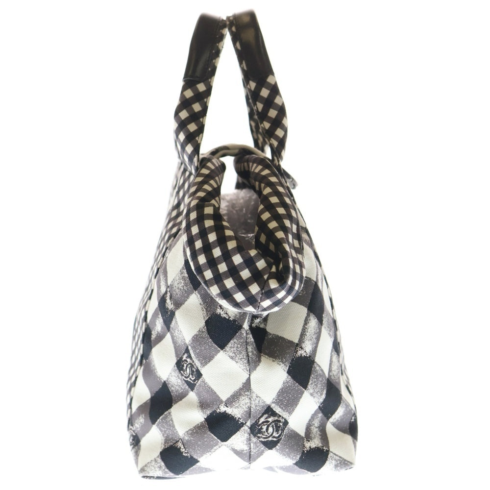 CHANEL(シャネル) 2011年製 ギンガムチェック クルーズライン ハンドバッグ レディース ブラック/ホワイト A49918