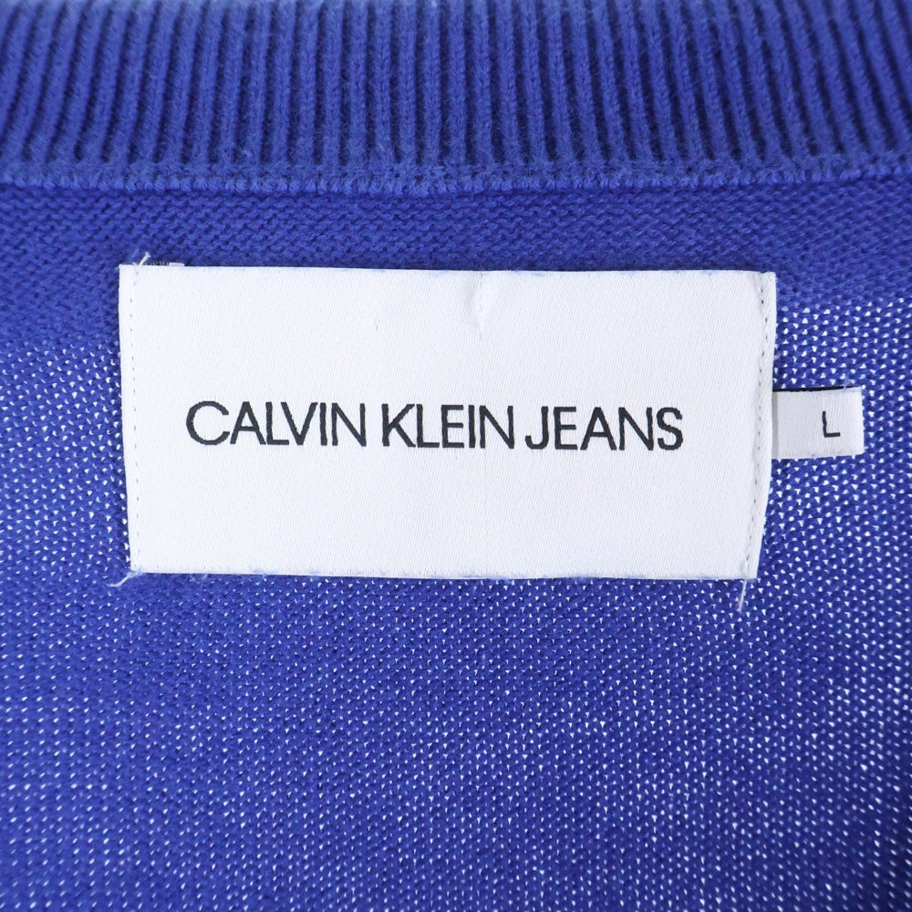 Calvin Klein Jeans(カルバンクラインジーンズ) CKロゴ ジップアップコットンニット J313007 ブルー