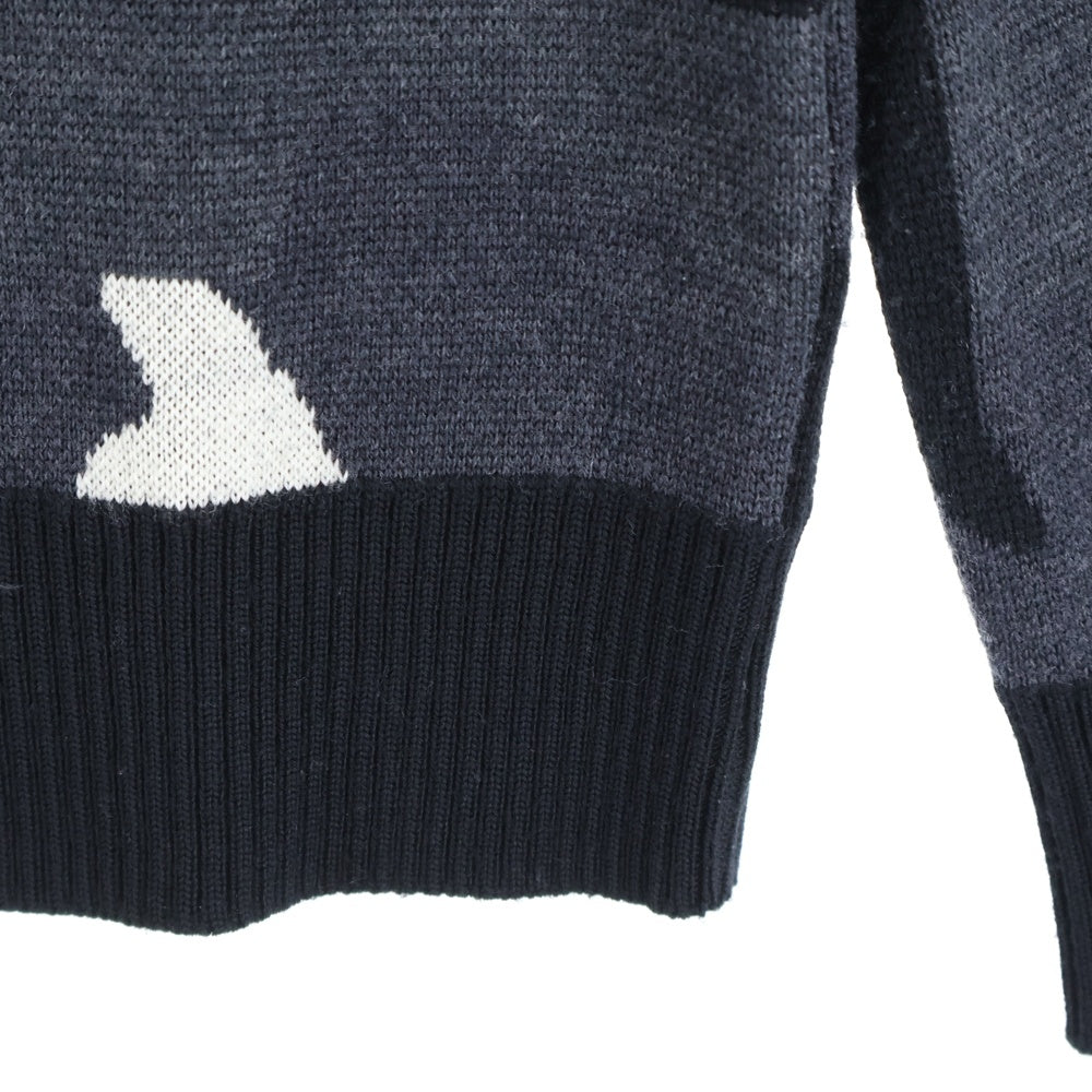 1 PIU 1 UGUALE 3(ウノピゥウノウグァーレトレ) 迷彩柄 ニット セーター ブラック/グレー