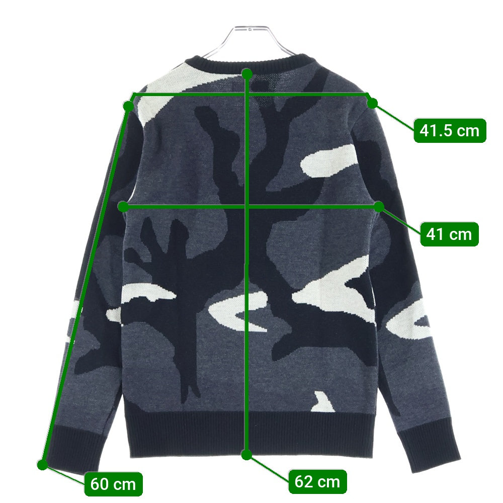 1 PIU 1 UGUALE 3(ウノピゥウノウグァーレトレ) 迷彩柄 ニット セーター ブラック/グレー