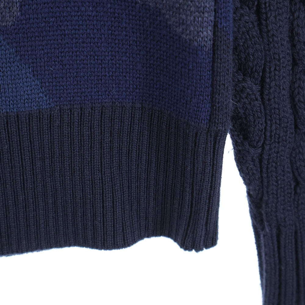 1 PIU 1 UGUALE 3(ウノピゥウノウグァーレトレ) 迷彩柄 ニット カーディガン ネイビー