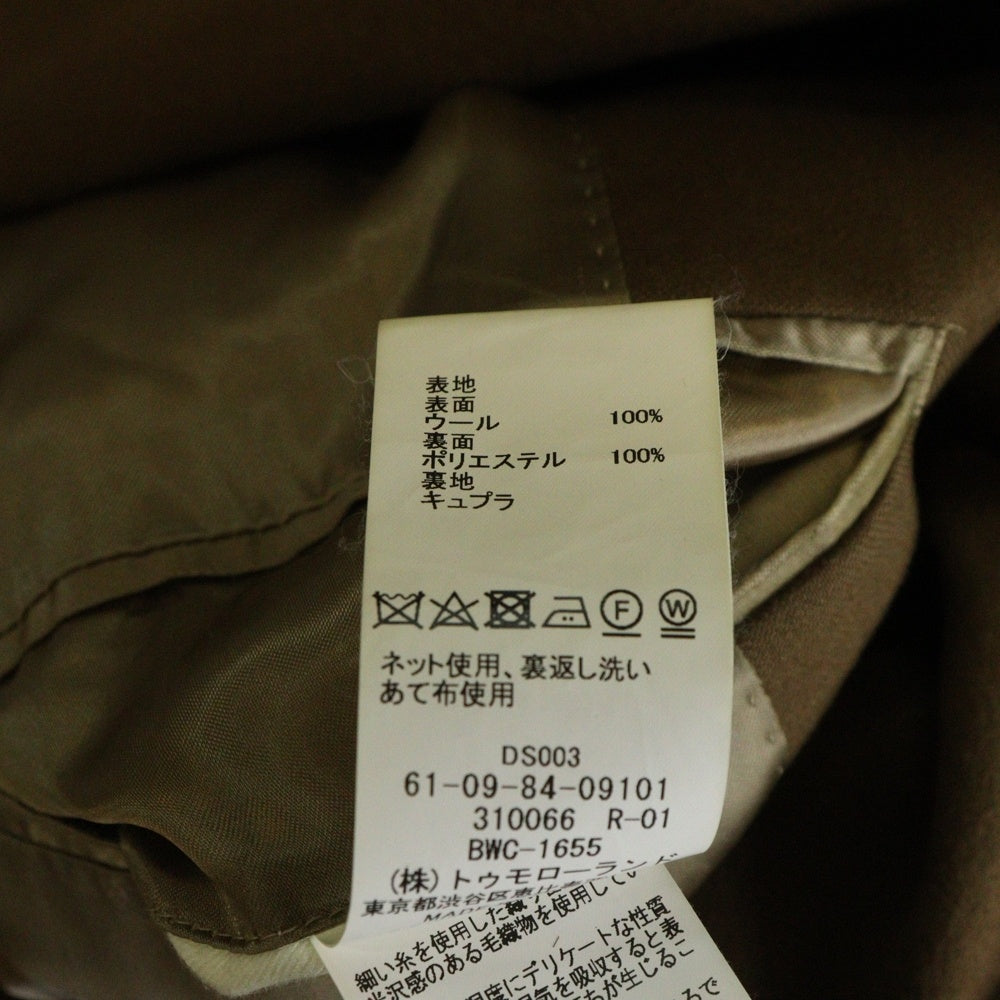 TOMORROWLAND PILGRIM(トゥモローランド ピルグリム) ウール チェスターコート ジャケット ベージュ 61-09-84-09101