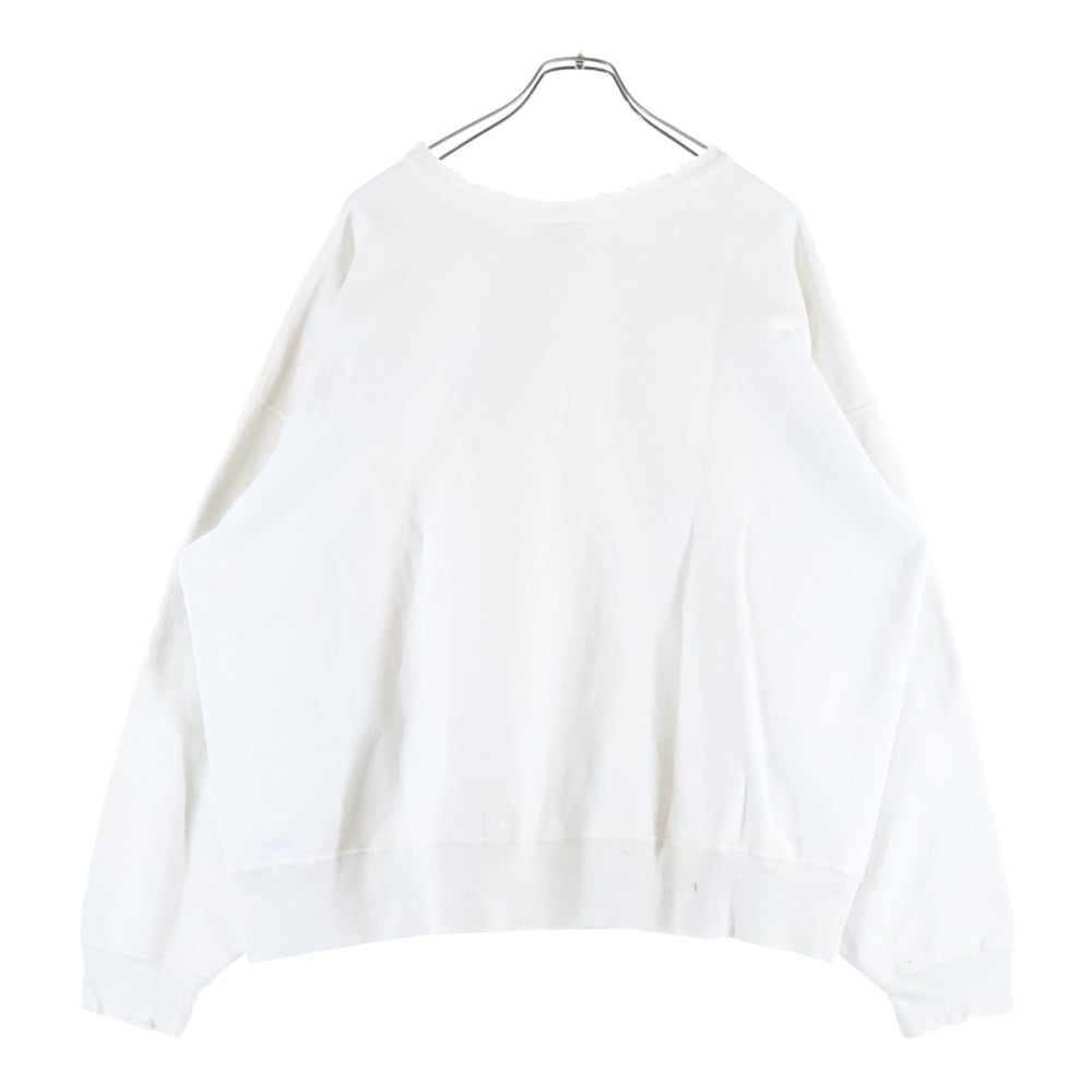 SAINT MICHAEL(セントマイケル) 25SS ×BerBerJin CREW NECK SWEAT YOUNG ×ベルベルジン ダメージ加工 プリントスウェットトレーナー ホワイト