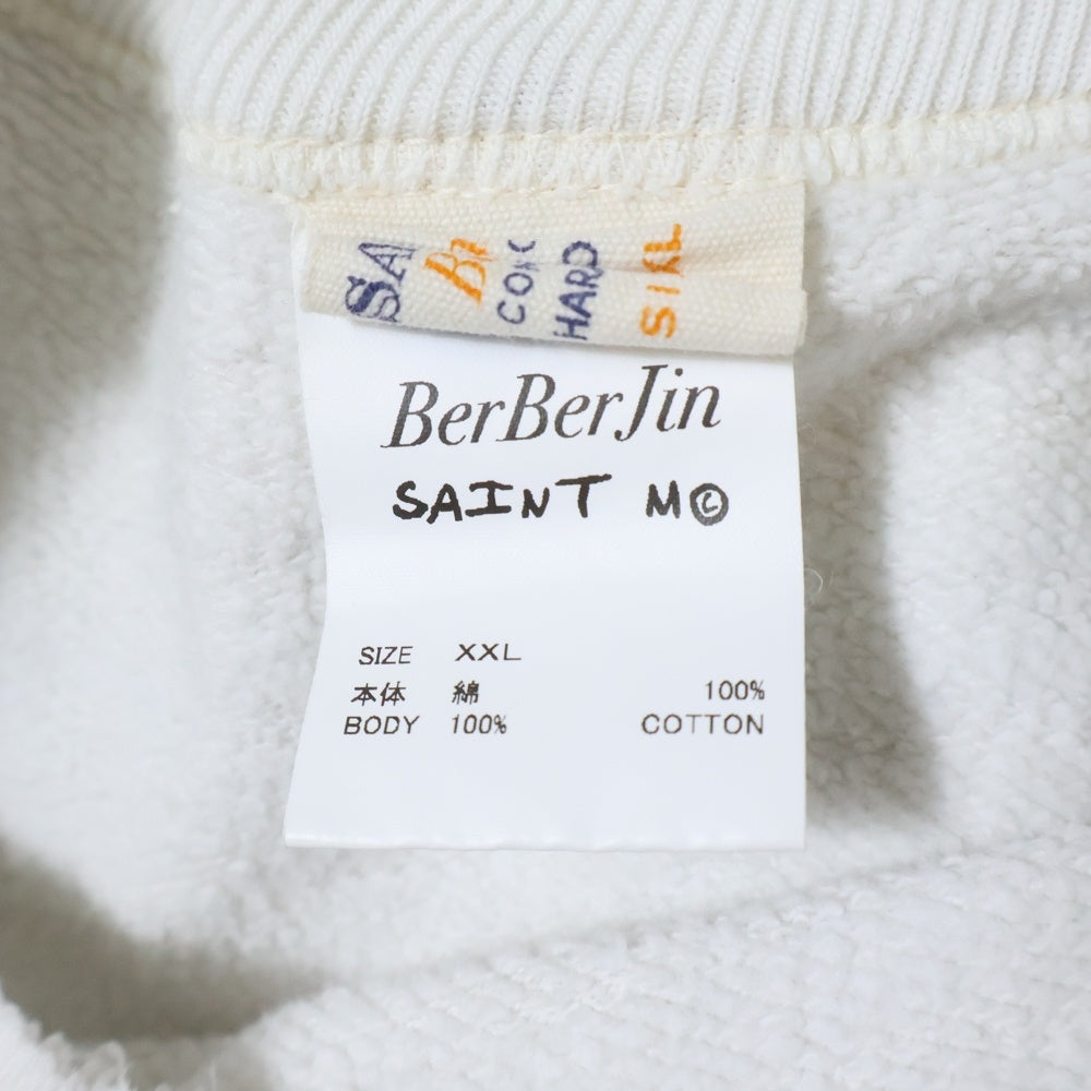 SAINT MICHAEL(セントマイケル) 25SS ×BerBerJin CREW NECK SWEAT YOUNG ×ベルベルジン ダメージ加工 プリントスウェットトレーナー ホワイト