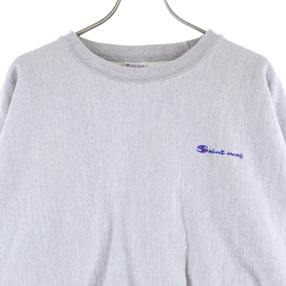 SAINT MICHAEL(セントマイケル) 23AW CRW N SWT/LOGO SM-A23-0000-026 ロゴ刺繍スウェットトレーナー グレー