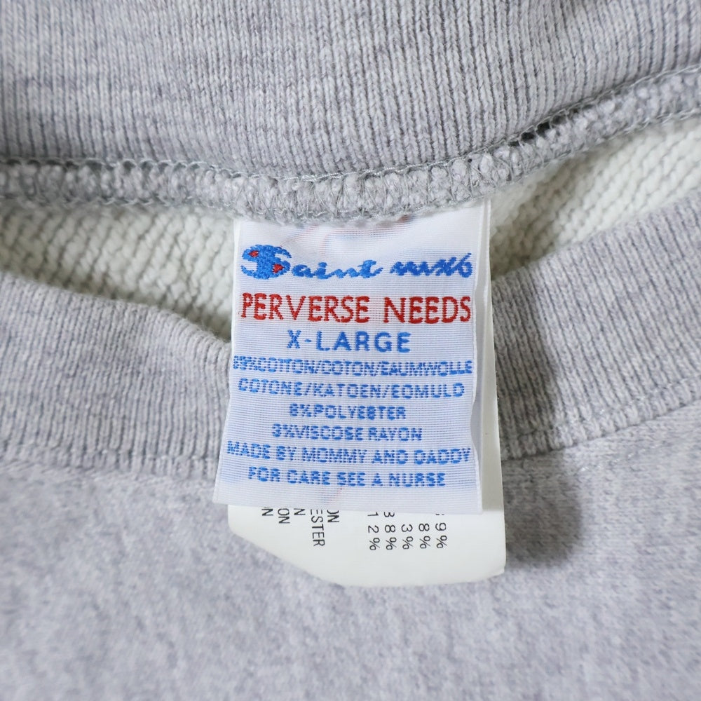 SAINT MICHAEL(セントマイケル) 23AW CRW N SWT/LOGO SM-A23-0000-026 ロゴ刺繍スウェットトレーナー グレー