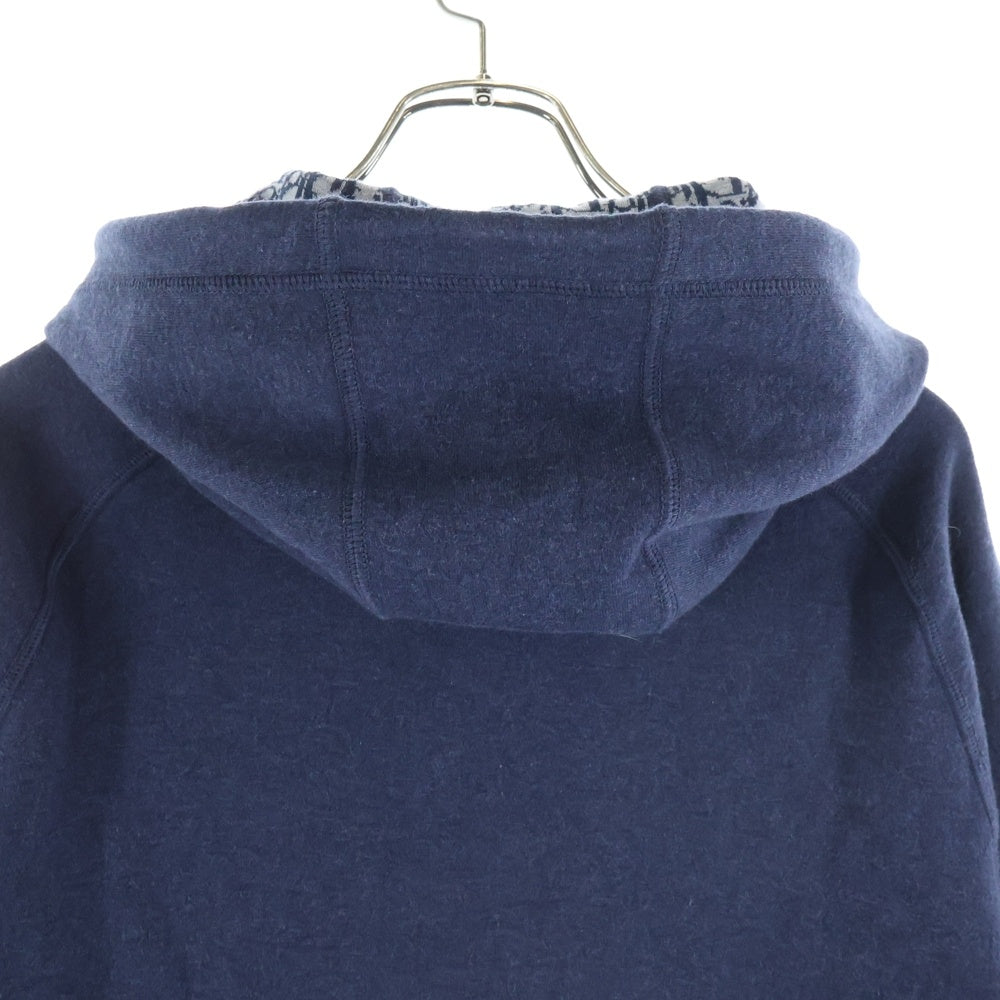 DIOR(ディオール) 21AW カシミヤ混 裏オブリーク総柄 ロゴ刺繍 ジップアップパーカー 113M221AT225 ネイビー