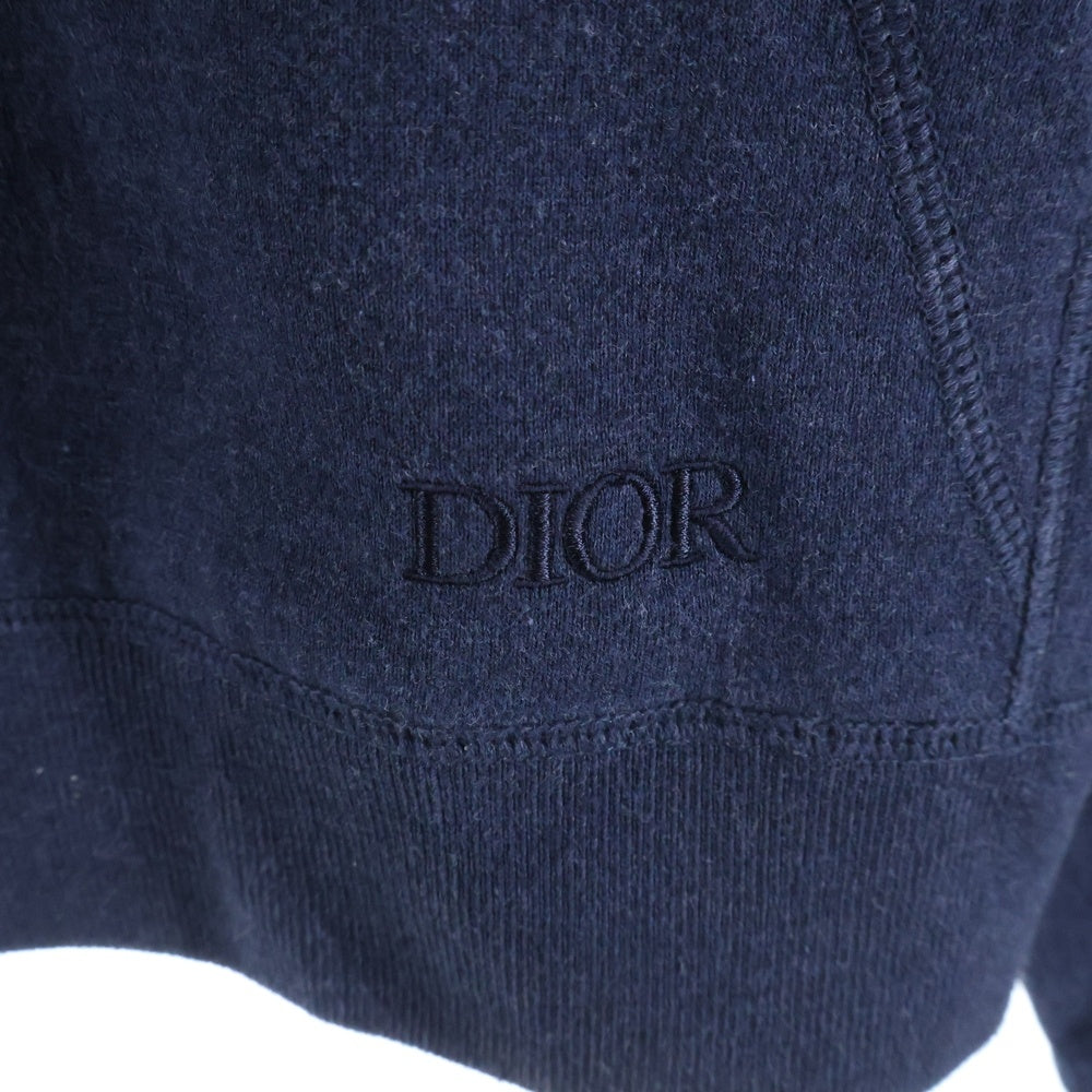 DIOR(ディオール) 21AW カシミヤ混 裏オブリーク総柄 ロゴ刺繍 ジップアップパーカー 113M221AT225 ネイビー
