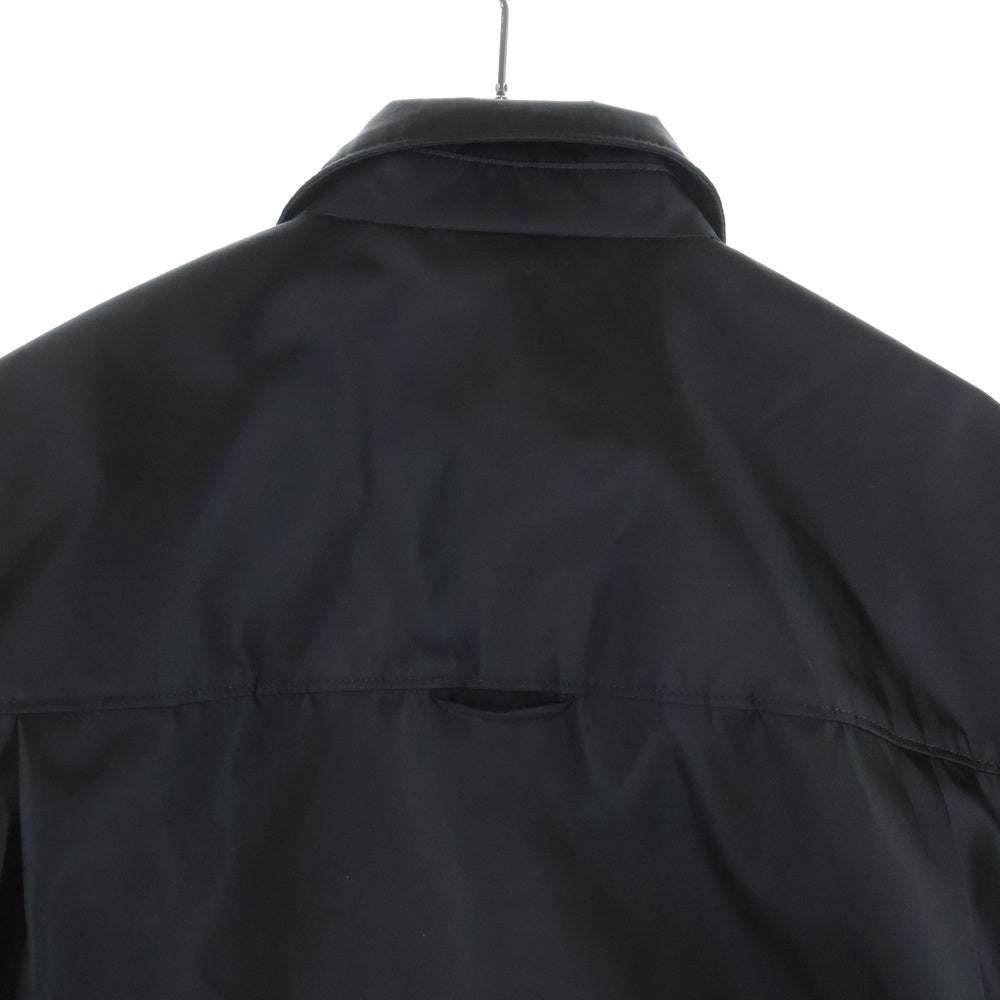 PRADA(プラダ) 21AW Re-Nylon Double Pocket Shirt SC548 S212 1WQ8 リナイロン ダブルポケットシャツ 半袖切り替え長袖シャツ ブラック