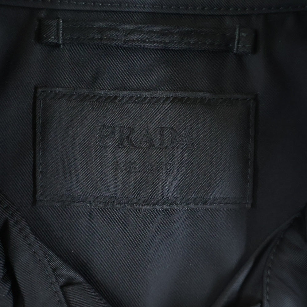 PRADA(プラダ) 21AW Re-Nylon Double Pocket Shirt SC548 S212 1WQ8 リナイロン ダブルポケットシャツ 半袖切り替え長袖シャツ ブラック