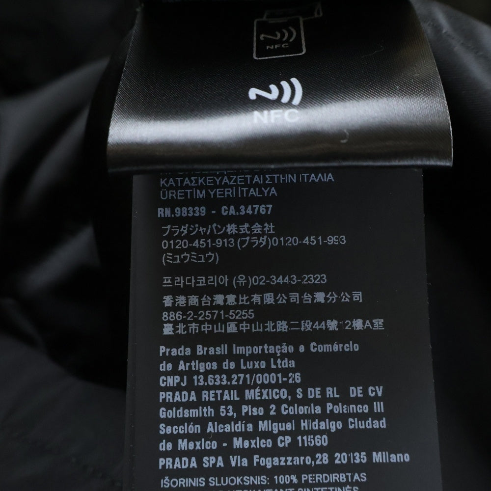 PRADA(プラダ) 21AW Re-Nylon Double Pocket Shirt SC548 S212 1WQ8 リナイロン ダブルポケットシャツ 半袖切り替え長袖シャツ ブラック