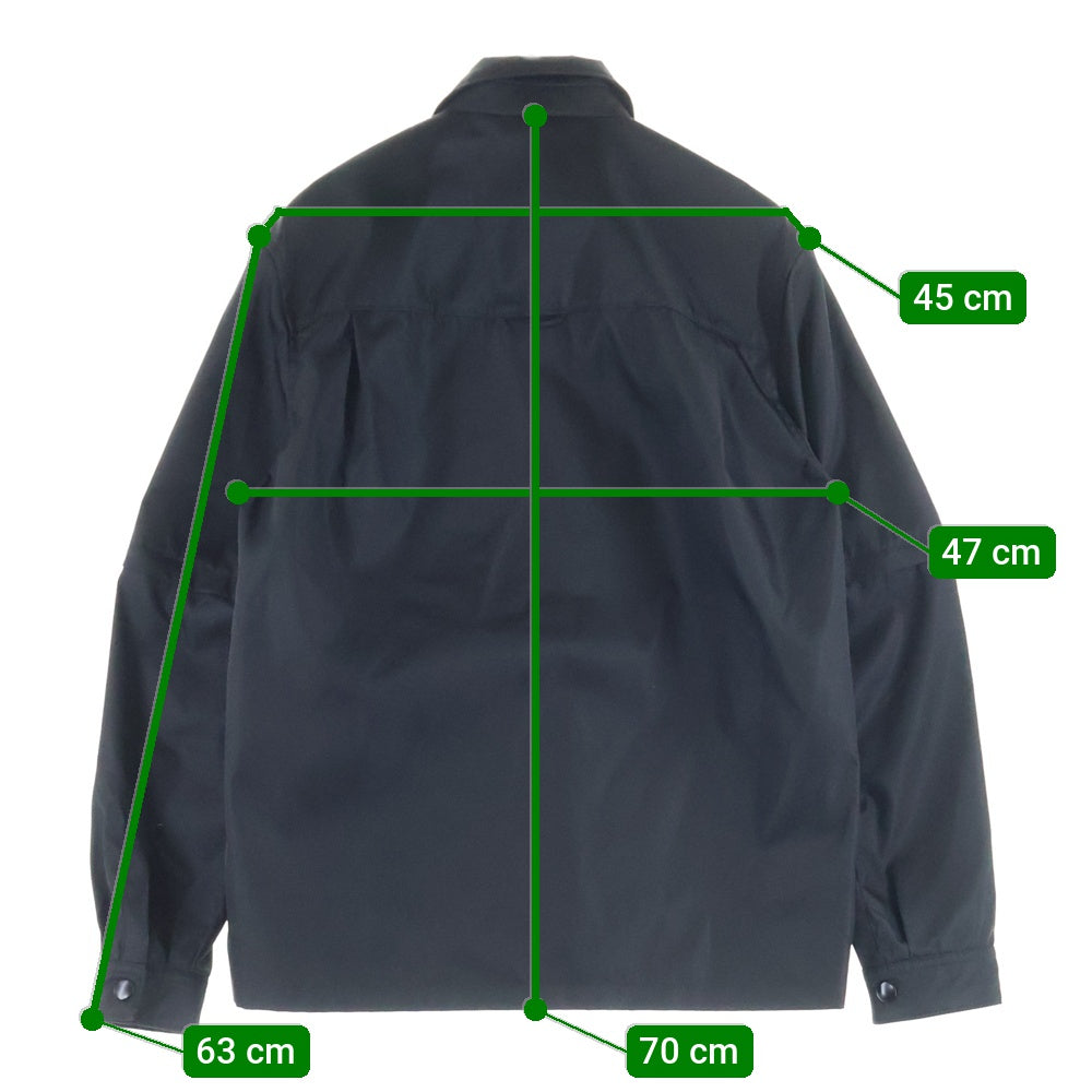 PRADA(プラダ) 21AW Re-Nylon Double Pocket Shirt SC548 S212 1WQ8 リナイロン ダブルポケットシャツ 半袖切り替え長袖シャツ ブラック