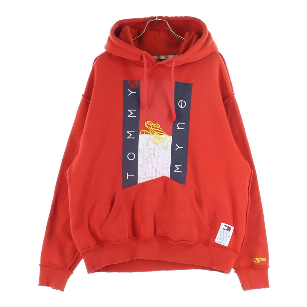 TOMMY HILFIGER(トミーヒルフィガー) ×MYne マイン フロントロゴ プルオーバースウェットパーカー レッド DM15828