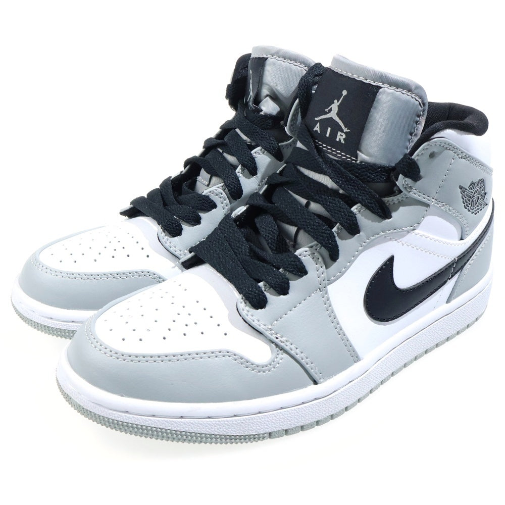 NIKE(ナイキ) GS Air Jordan 1 Mid Light Smoke Grey/Black/White エアジョーダン1 ミッドカット スニーカー ホワイト/グレー 554725-092