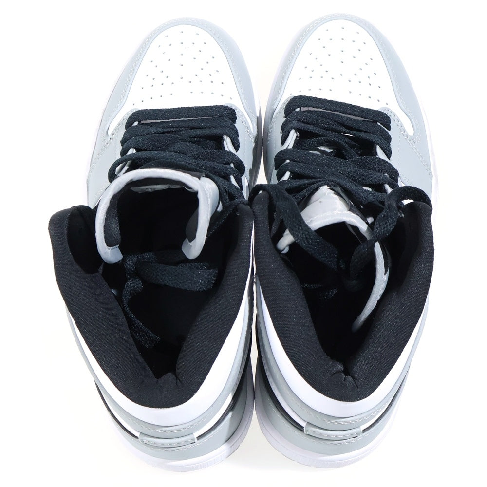 NIKE(ナイキ) GS Air Jordan 1 Mid Light Smoke Grey/Black/White エアジョーダン1 ミッドカット スニーカー ホワイト/グレー 554725-092
