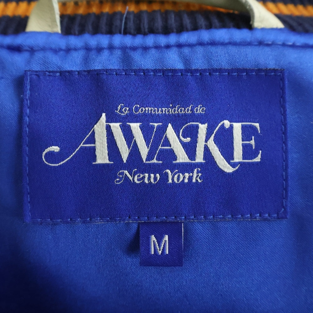 AWAKE NY(アウェイク ニューヨーク) Corazon Varsity Jacket バーシティジャケット ライトブルー/ホワイト