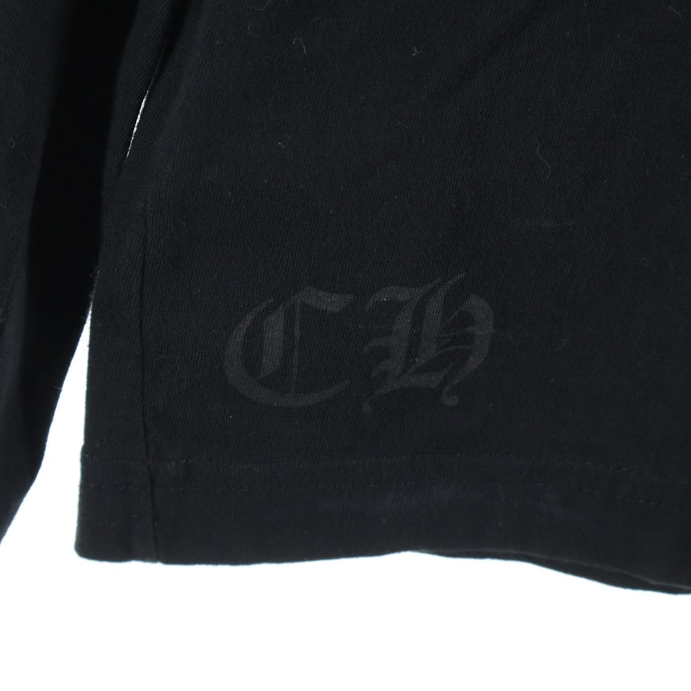 CHROME HEARTS(クロムハーツ) CH LS NECK LOGO ネックロゴプリント 袖ロゴ 長袖Tシャツ ブラック/イエロー