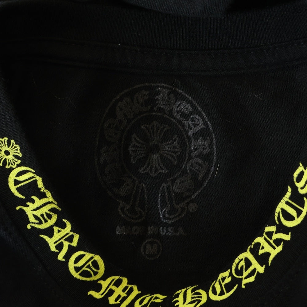 CHROME HEARTS(クロムハーツ) CH LS NECK LOGO ネックロゴプリント 袖ロゴ 長袖Tシャツ ブラック/イエロー