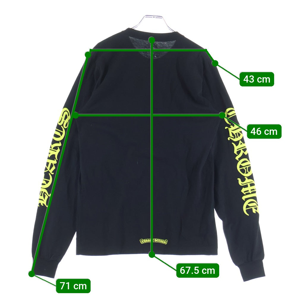 CHROME HEARTS(クロムハーツ) CH LS NECK LOGO ネックロゴプリント 袖ロゴ 長袖Tシャツ ブラック/イエロー