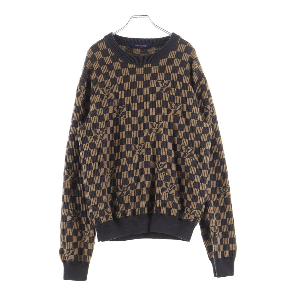 LOUIS VUITTON(ルイヴィトン) 21AW ダミエクルーネックニットセーター RM212 ZLL HLN77W ブラウン