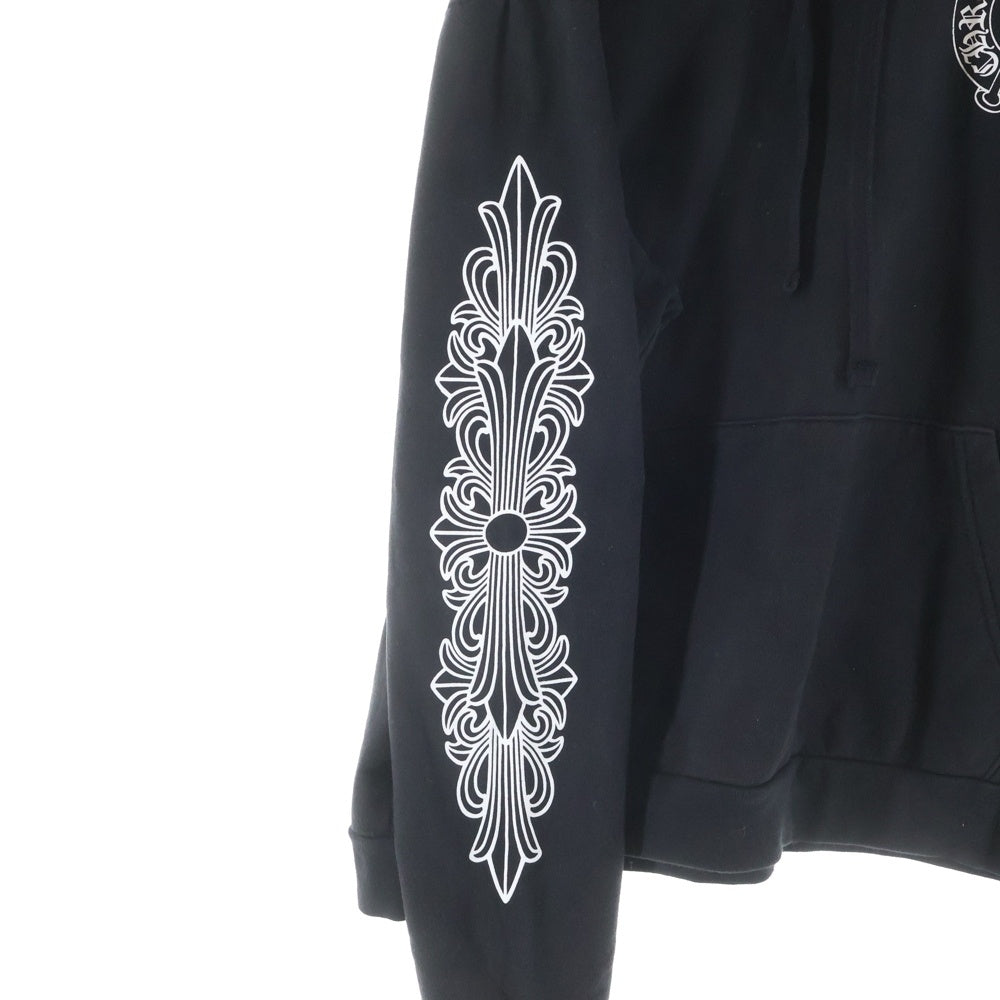 CHROME HEARTS(クロムハーツ) HORSESHOE PULLOVER HOODIE ホースシュープリント アームフローラル プルオーバースウェットパーカー フーディ ブラック