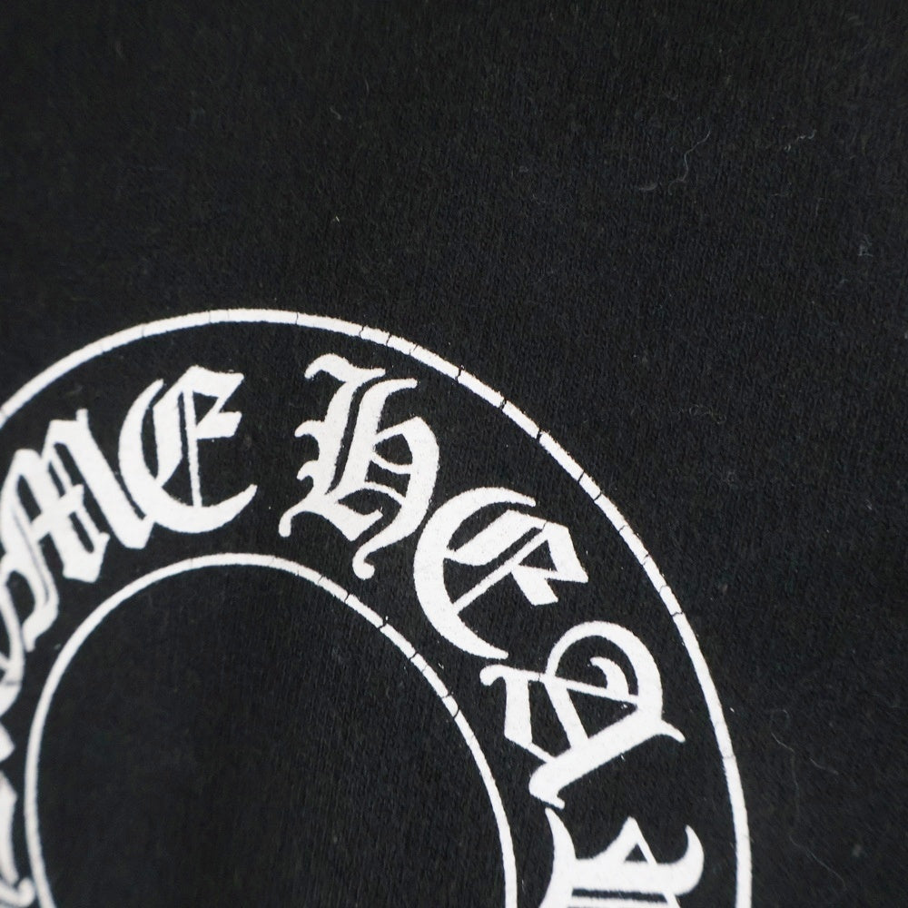CHROME HEARTS(クロムハーツ) HORSESHOE PULLOVER HOODIE ホースシュープリント アームフローラル プルオーバースウェットパーカー フーディ ブラック