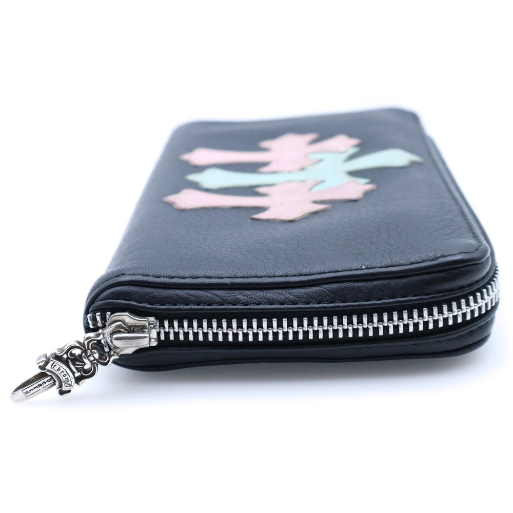 CHROME HEARTS(クロムハーツ) REC F ZIP 3セメタリークロスパッチ ダガージップ ラウンドファスナーウォレット 長財布 ブラック/ピンク/ブルー