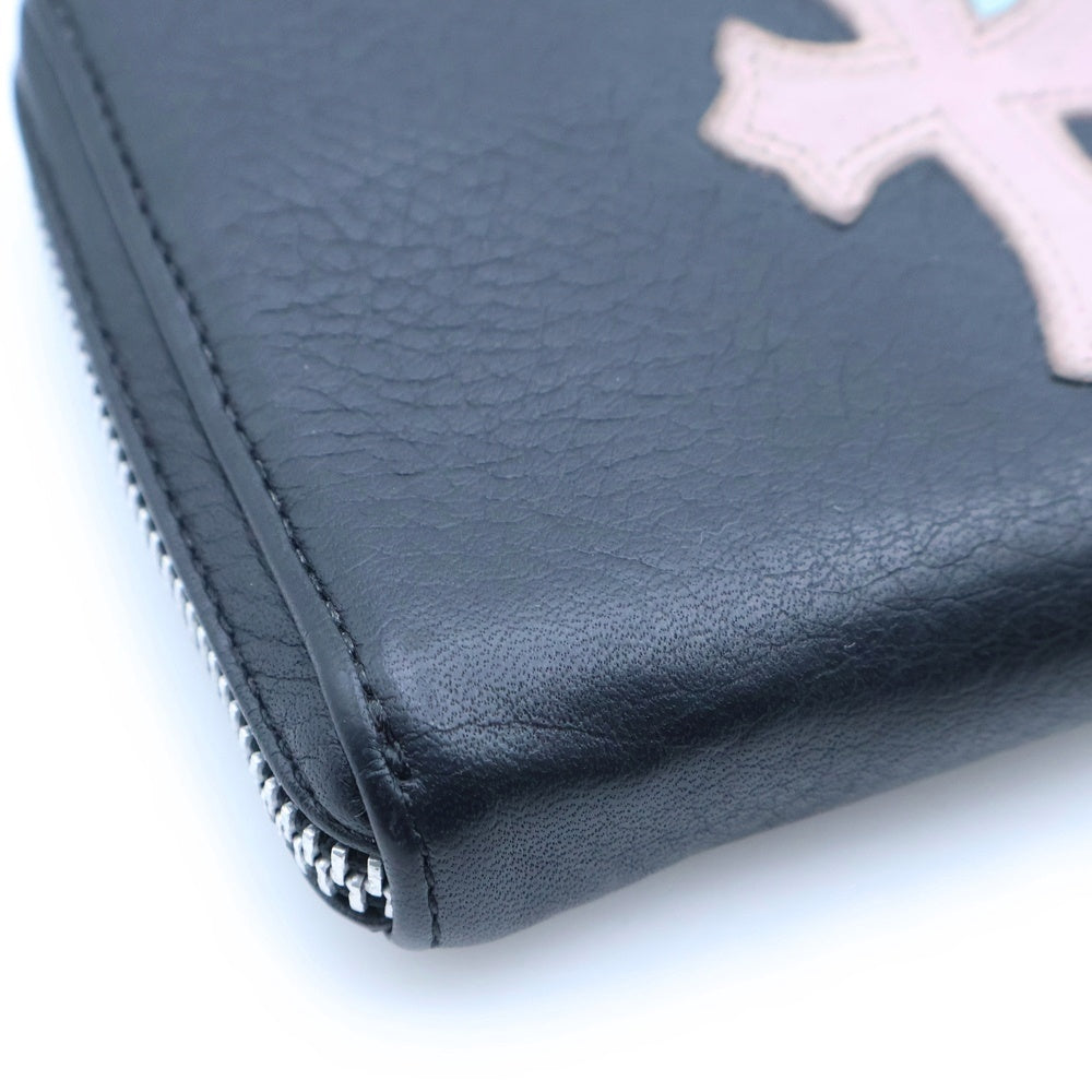 CHROME HEARTS(クロムハーツ) REC F ZIP 3セメタリークロスパッチ ダガージップ ラウンドファスナーウォレット 長財布 ブラック/ピンク/ブルー