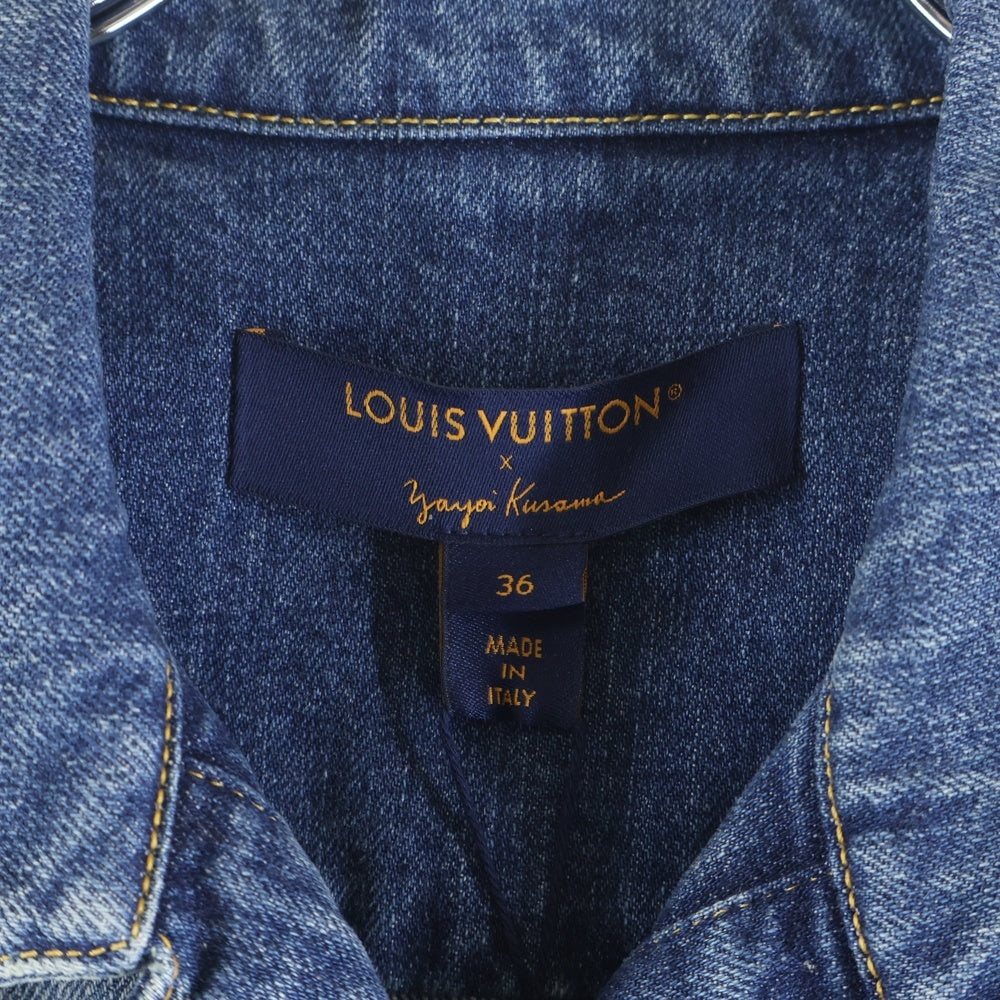 LOUIS VUITTON(ルイヴィトン) 23AW ×YK Short Denim Jacket W/Patches RW232J GM1 FOJA37 ×草間彌生 フェイスパッチ付きショートデニムジャケット インディゴ レディース