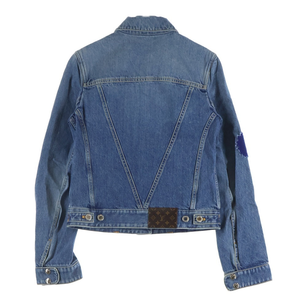 LOUIS VUITTON(ルイヴィトン) 23AW ×YK Short Denim Jacket W/Patches RW232J GM1 FOJA37 ×草間彌生 フェイスパッチ付きショートデニムジャケット インディゴ レディース