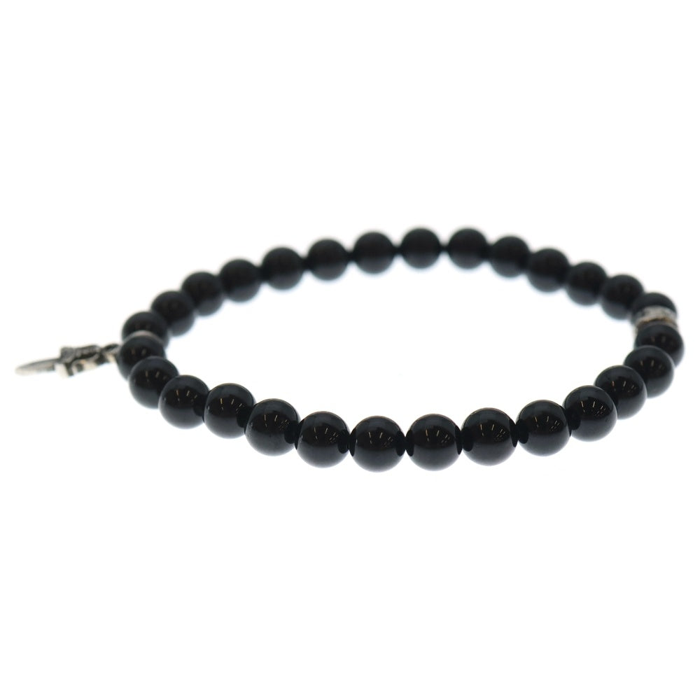 CHROME HEARTS(クロムハーツ) BEAD 6mmビーズブレス スタックダガーチャームオブシディアンビーズブレスレット ブラック/シルバー